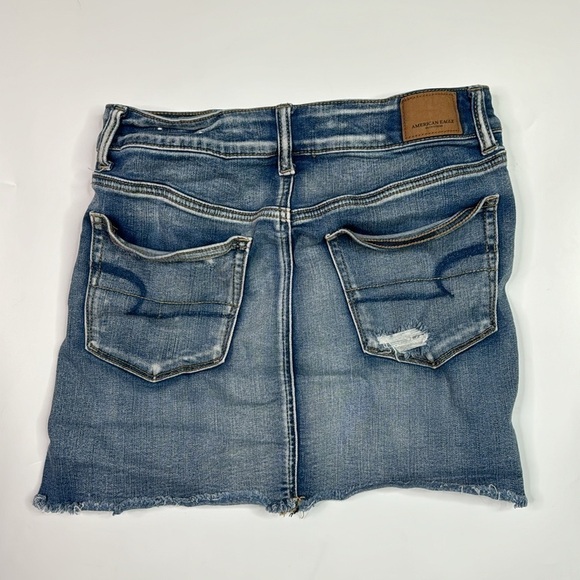 American Eagle Next Level Stretch X Hi Rise Mini Distressed Jean Skirt 6 Regular - Picture 2 of 8